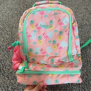 Bentgo backpack flamingo pineapple tropical pink with insulated lunchbox pocket